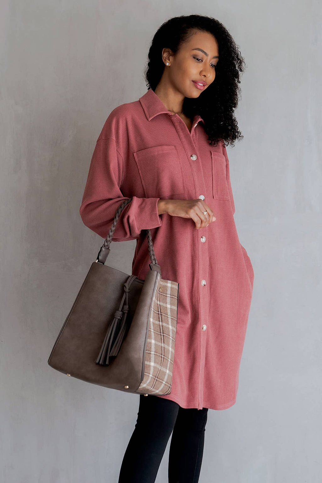 Dina Plaid Contrast Tote