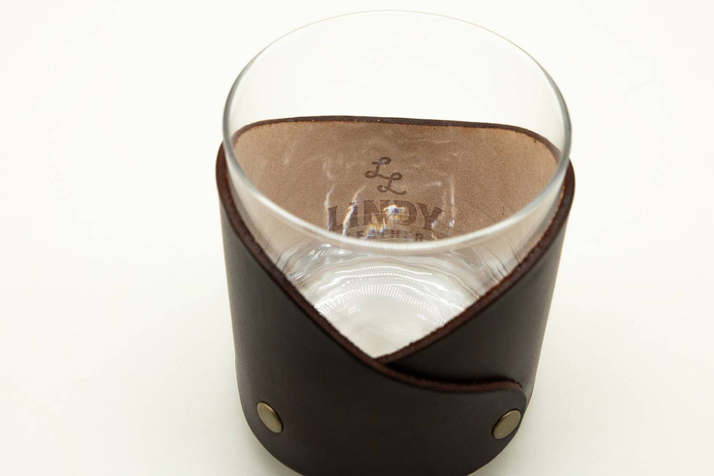 Brown Water Leather Rocks Glass
