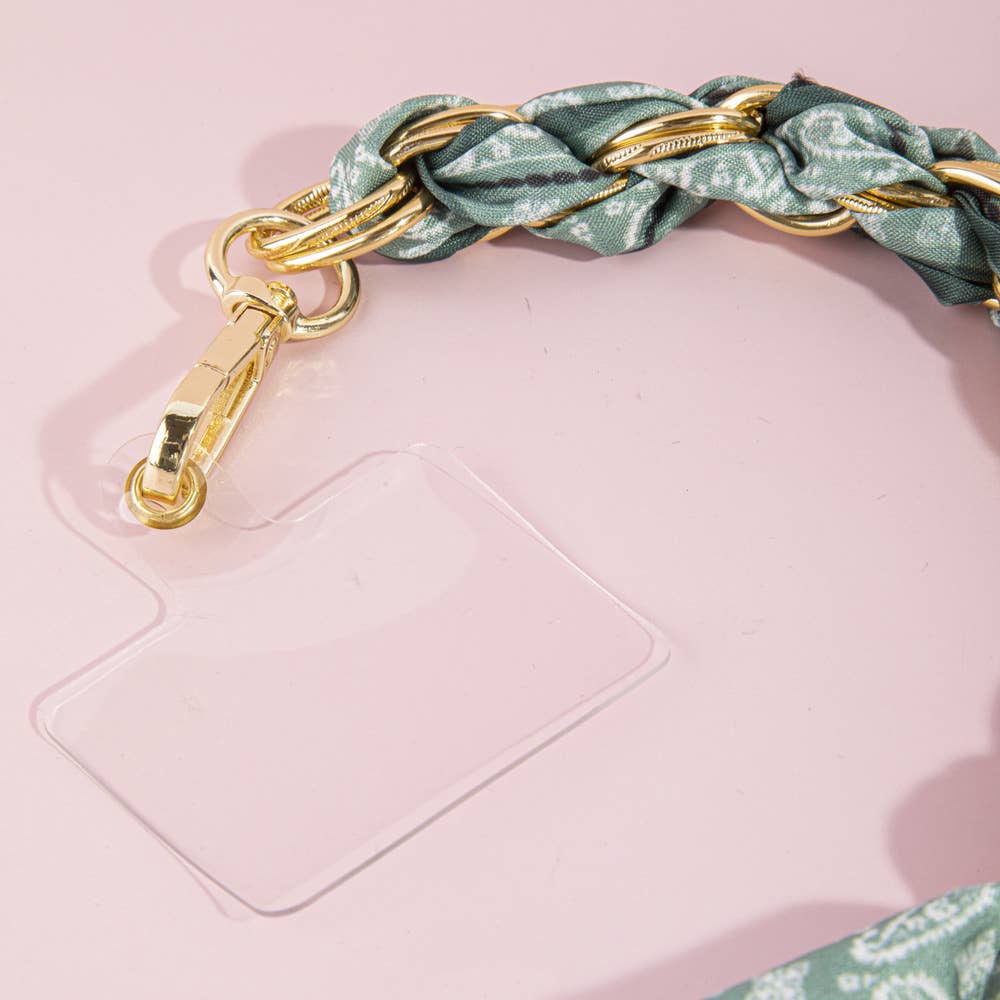 Paisley Scarf Braided Chain Phone Strap