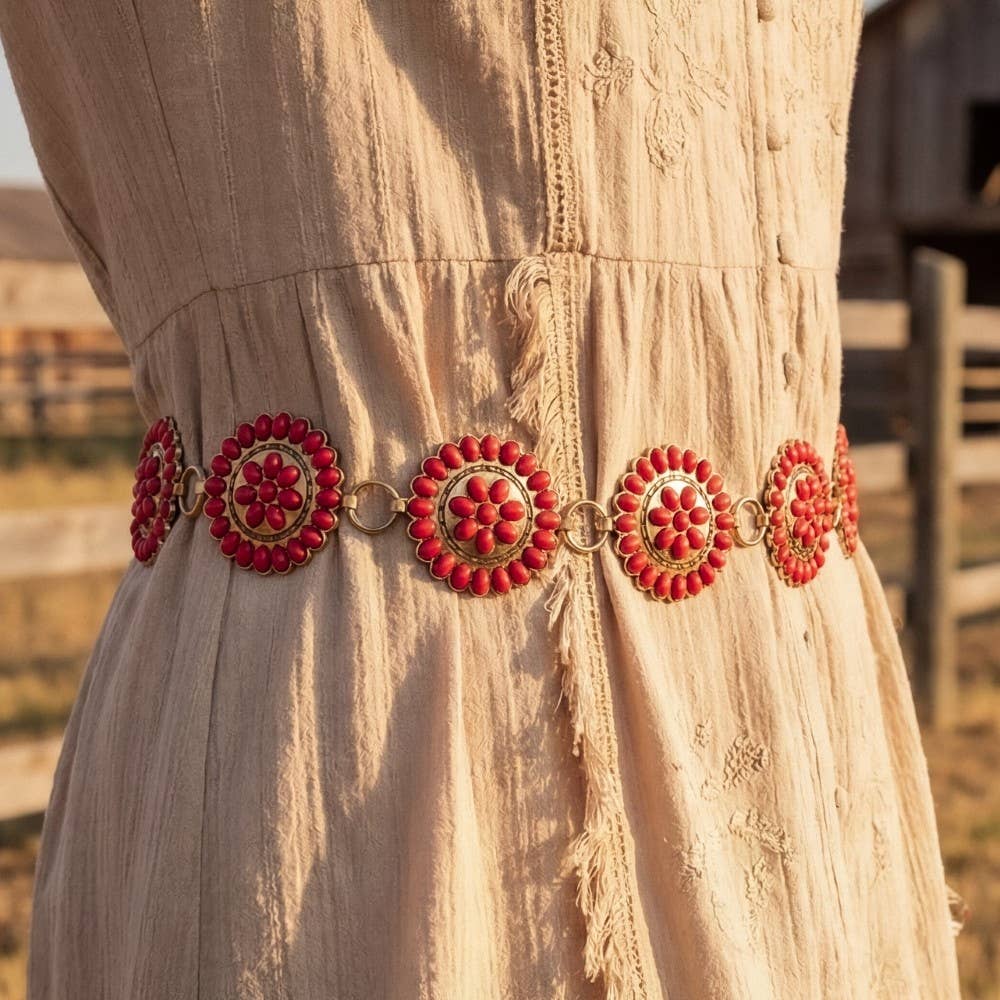 Western Circle Concho Disc Chain Belt