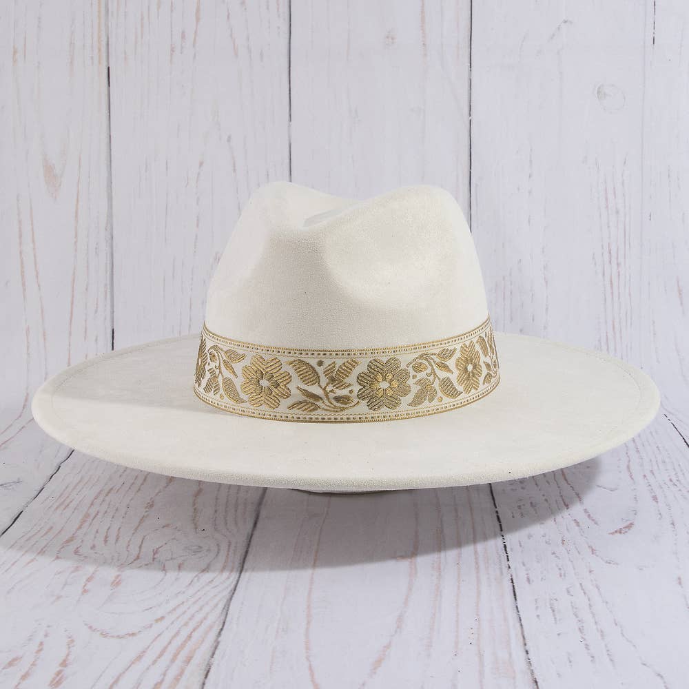 Floral Ribbon Wide Brim Hat