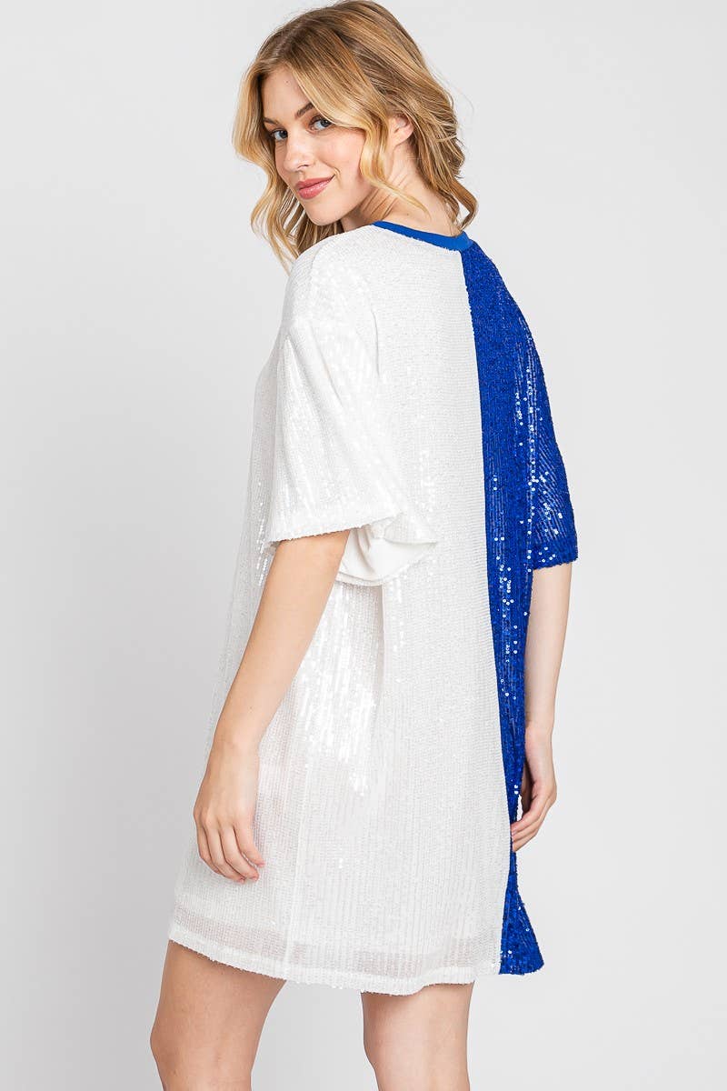Game Day Color-Block Sequin Dress