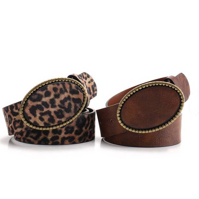 Leopard Western Buckle Belt