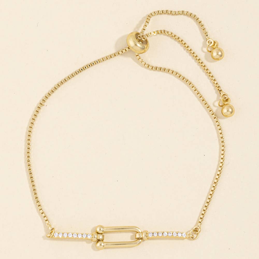 Pave Bar U-Link Bolo Bracelet