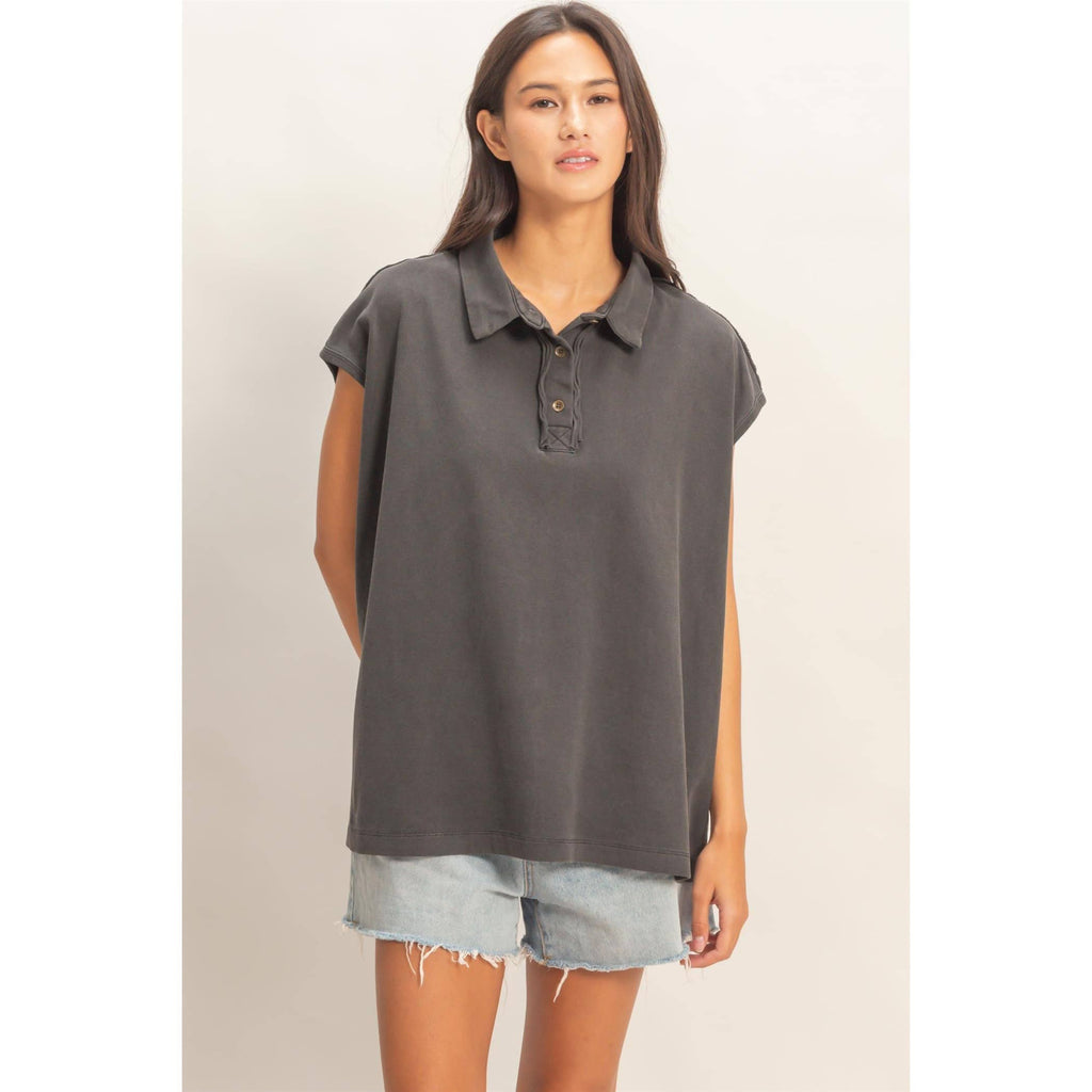 Pigment-Dyed Sleeveless Polo