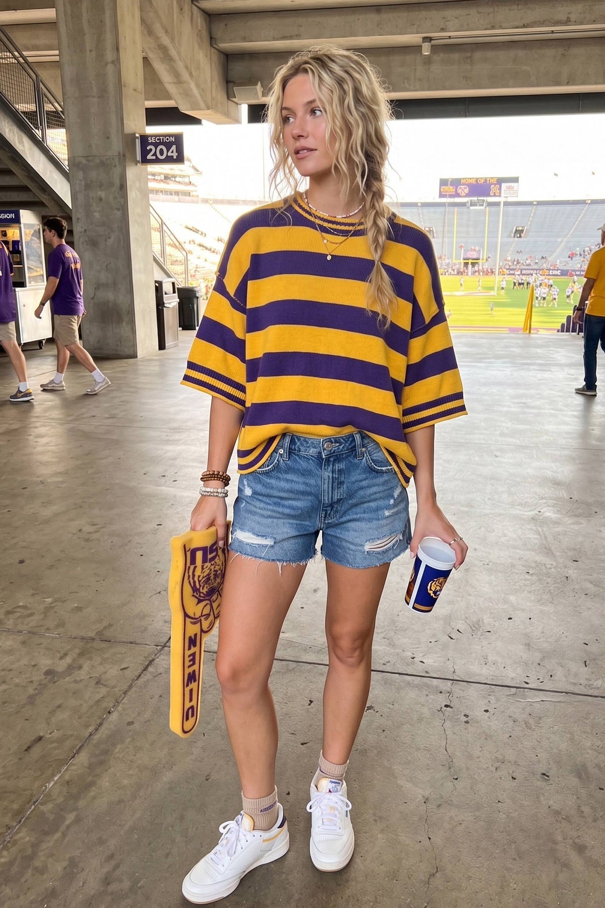 Game Day Stripe Oversized Knit Top