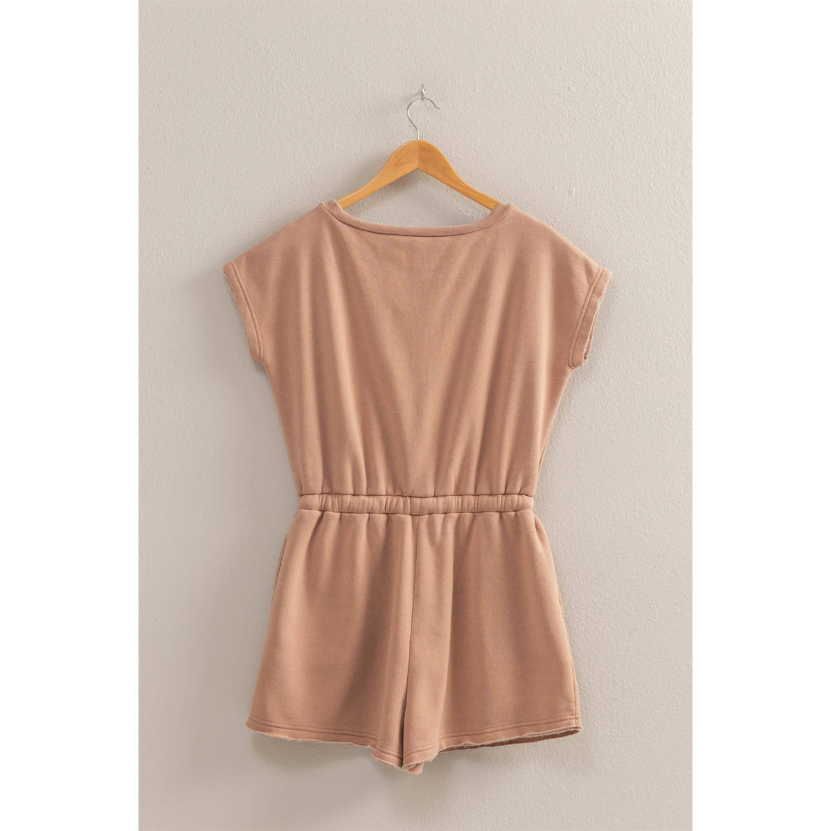 Cap-Sleeve Drawstring Romper