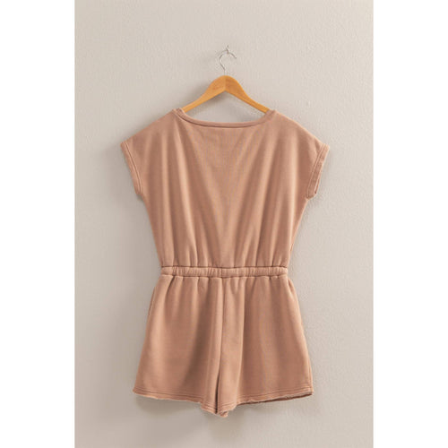 Cap-Sleeve Drawstring Romper