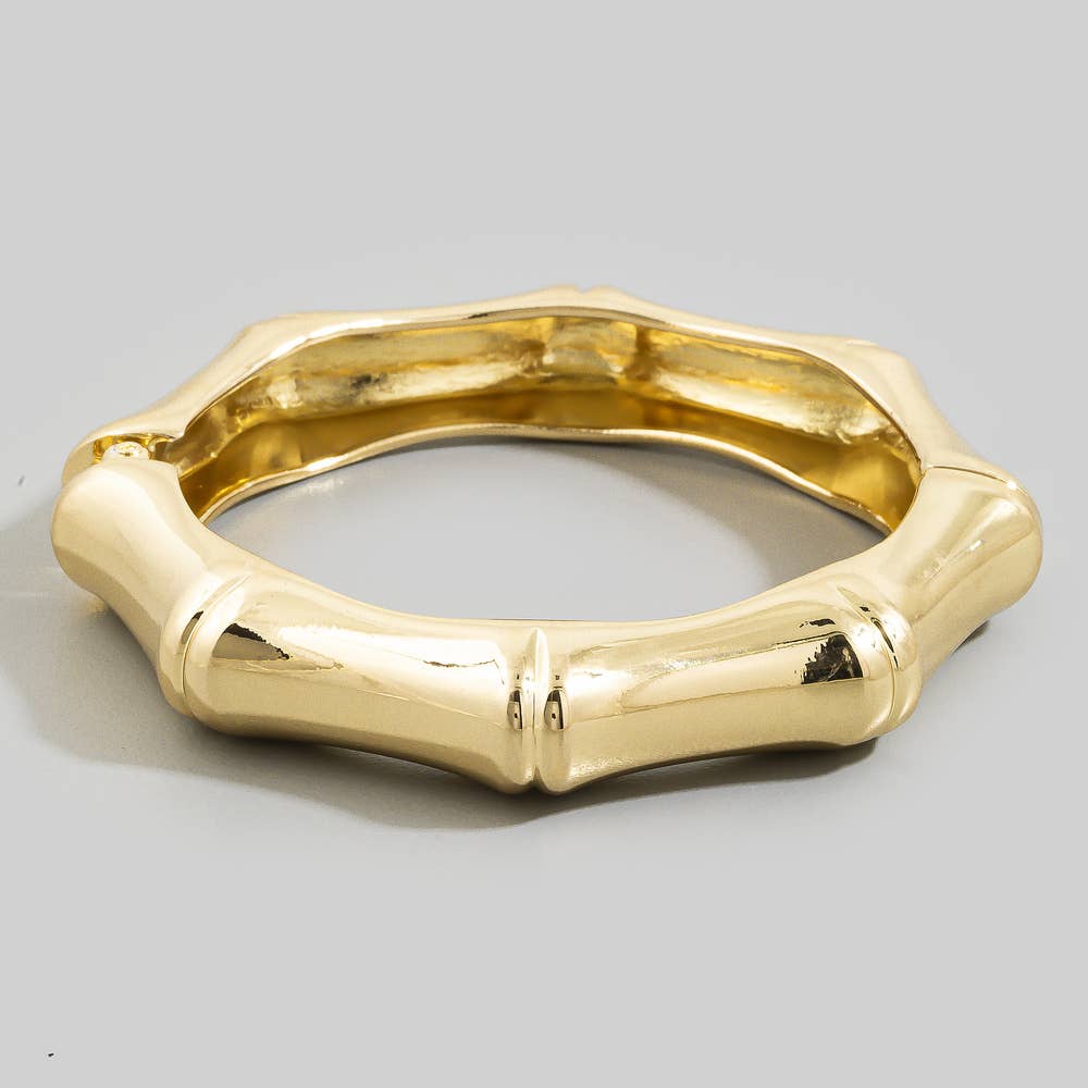 Round Bamboo Knuckle Hinged Bangle Bracelet
