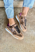 Poema Black Print Cow Leather Sneakers