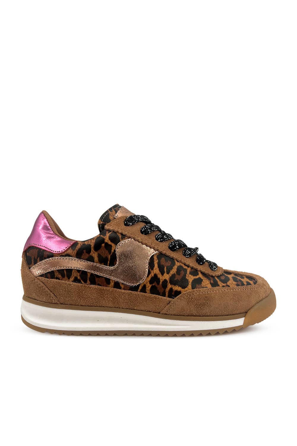 Poema Black Print Cow Leather Sneakers