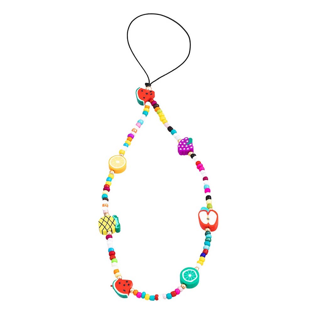 Assorted Bead Fruit Charm Phone Strap