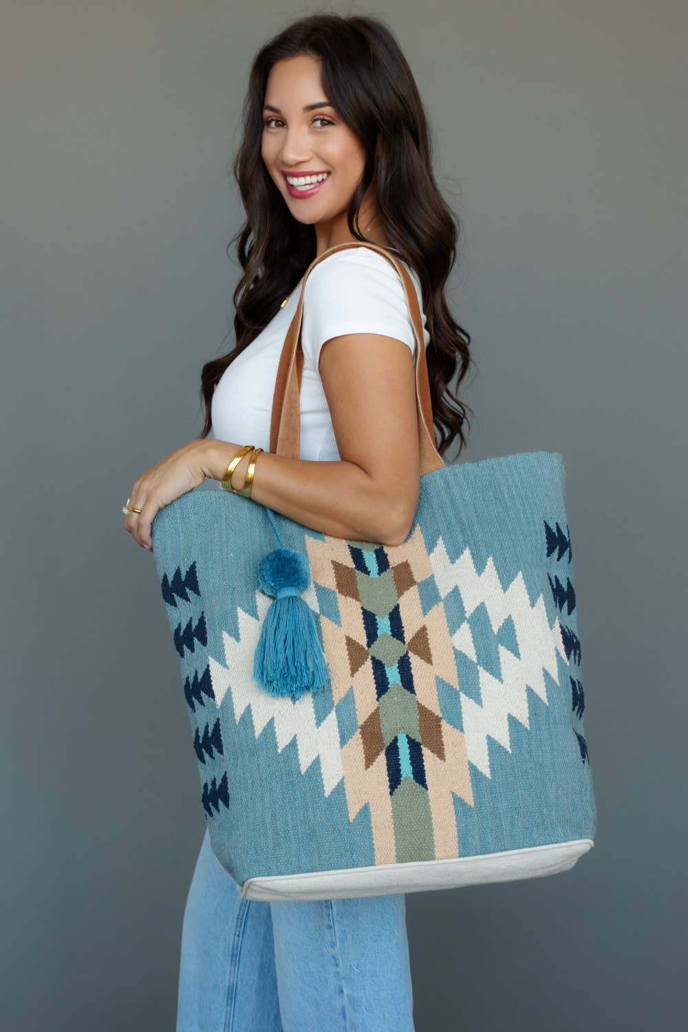 Light Blue Western Tote