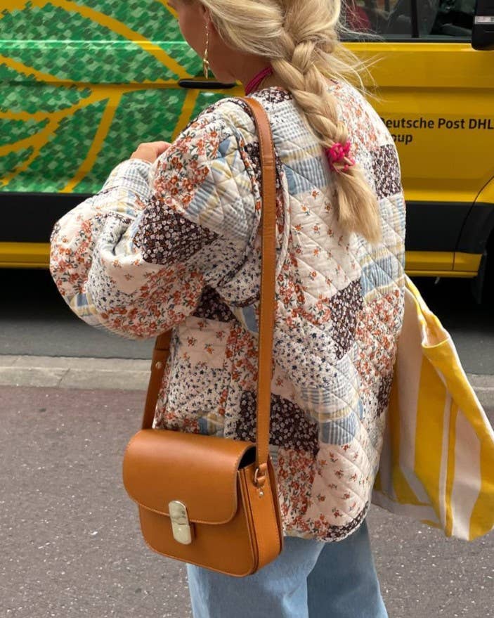 Color Block Floral Quilted Jacket