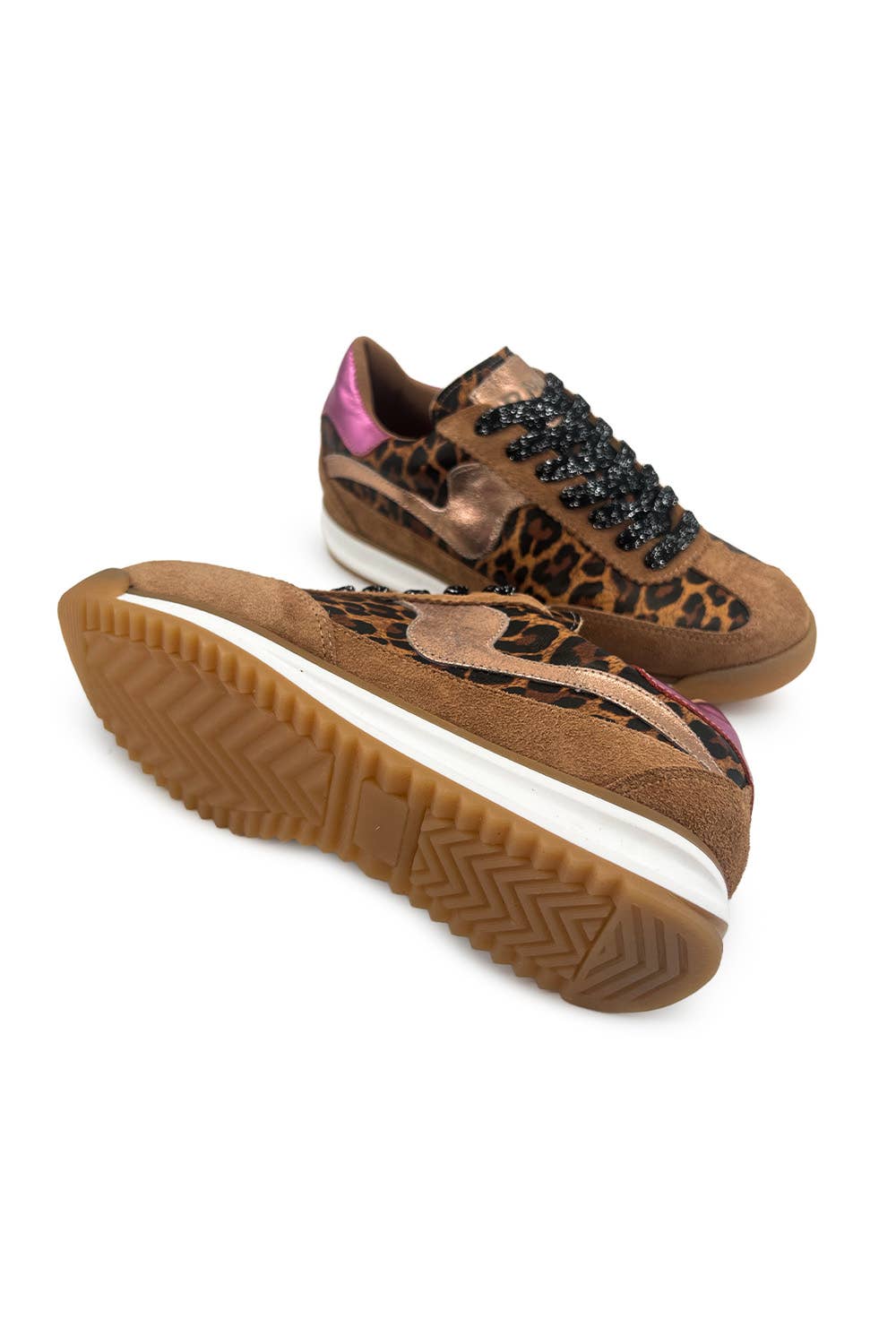 Poema Black Print Cow Leather Sneakers