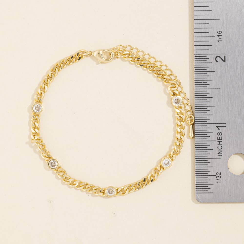 Bezel CZ Station Bracelet