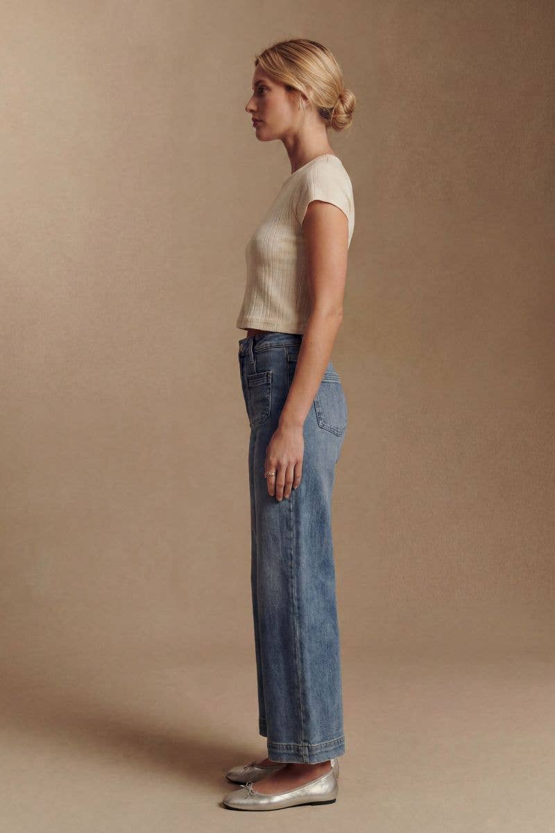 Tummy Control High-Rise Crop Palazzo Jeans