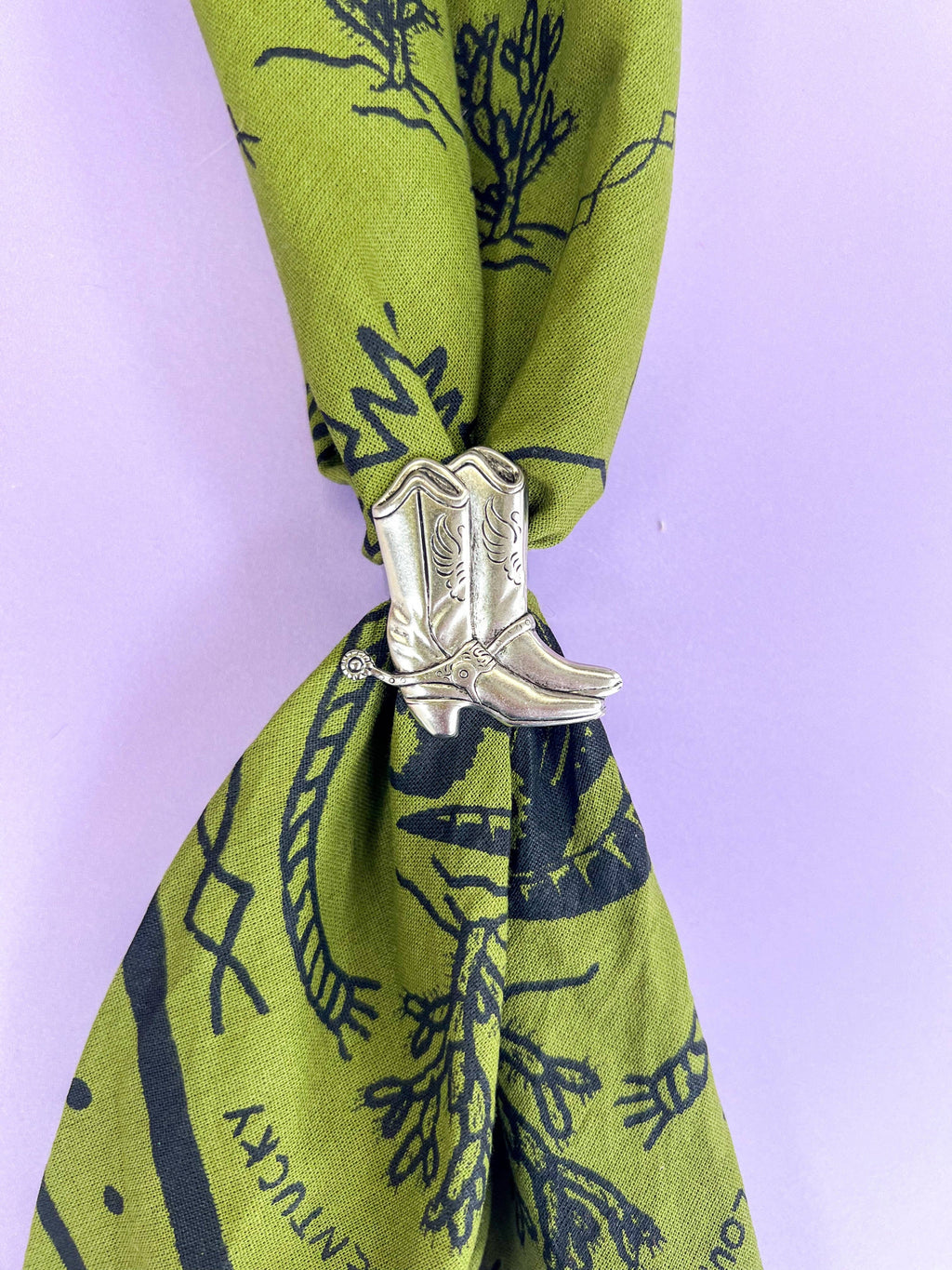 Silver Cowboy Boot Bandana Slide