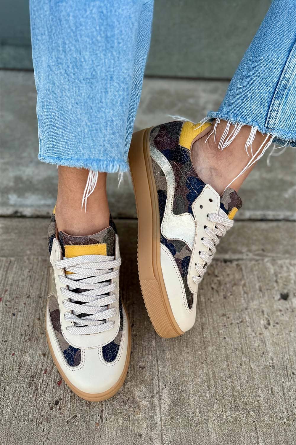 Novalis Army + Buttermilk Cow Leather Sneakers