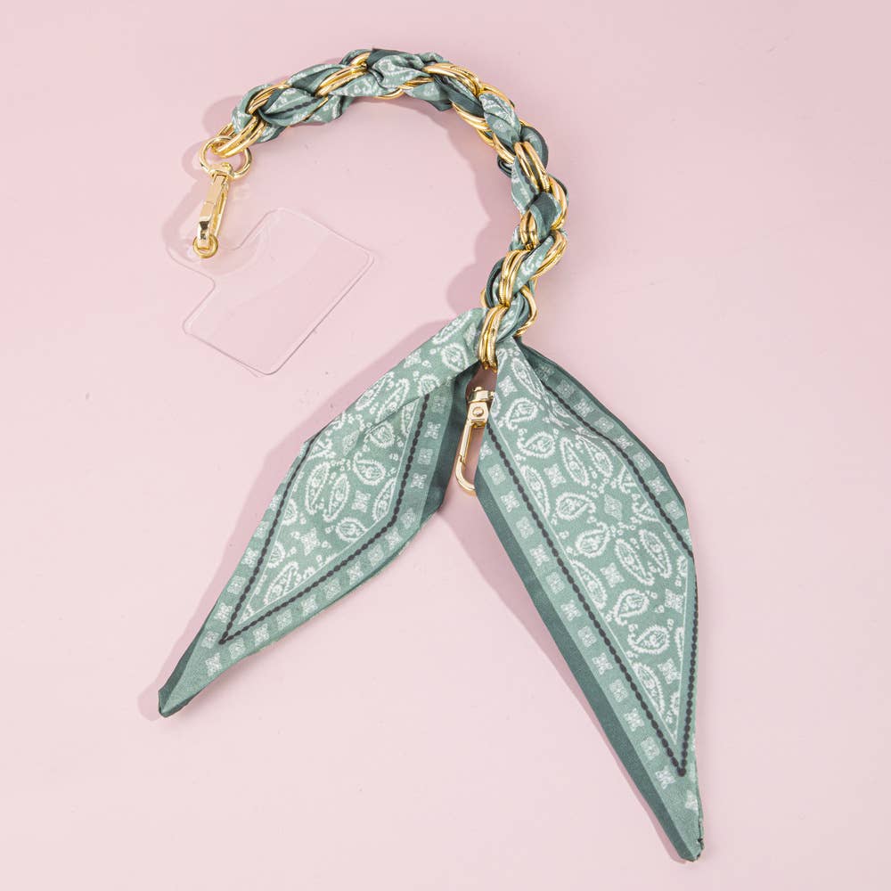 Paisley Scarf Braided Chain Phone Strap
