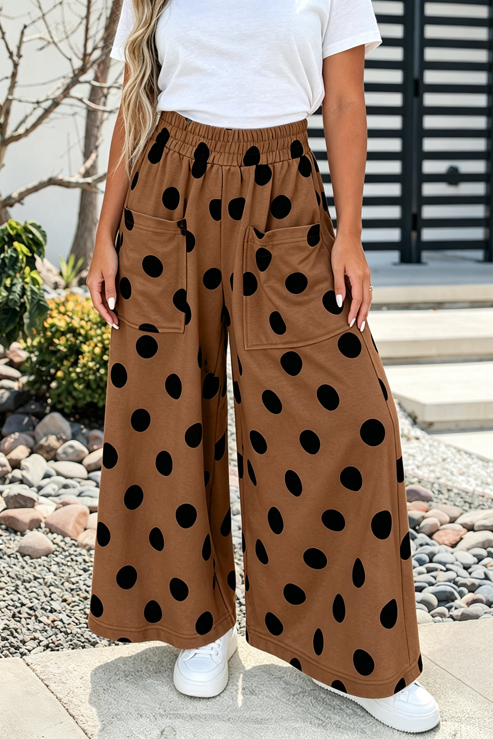 Polka Dot Wide-Leg Pants