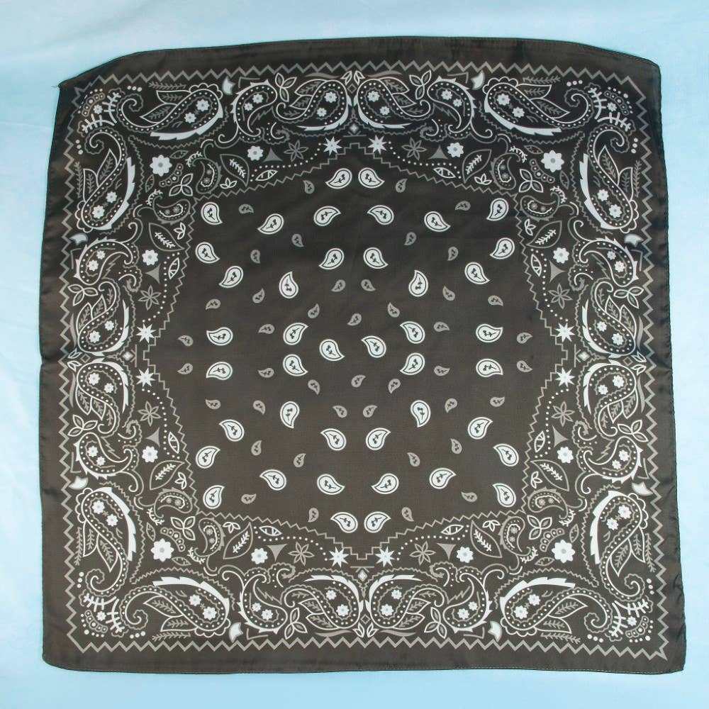 Black Paisley Satin Bandana Scarf