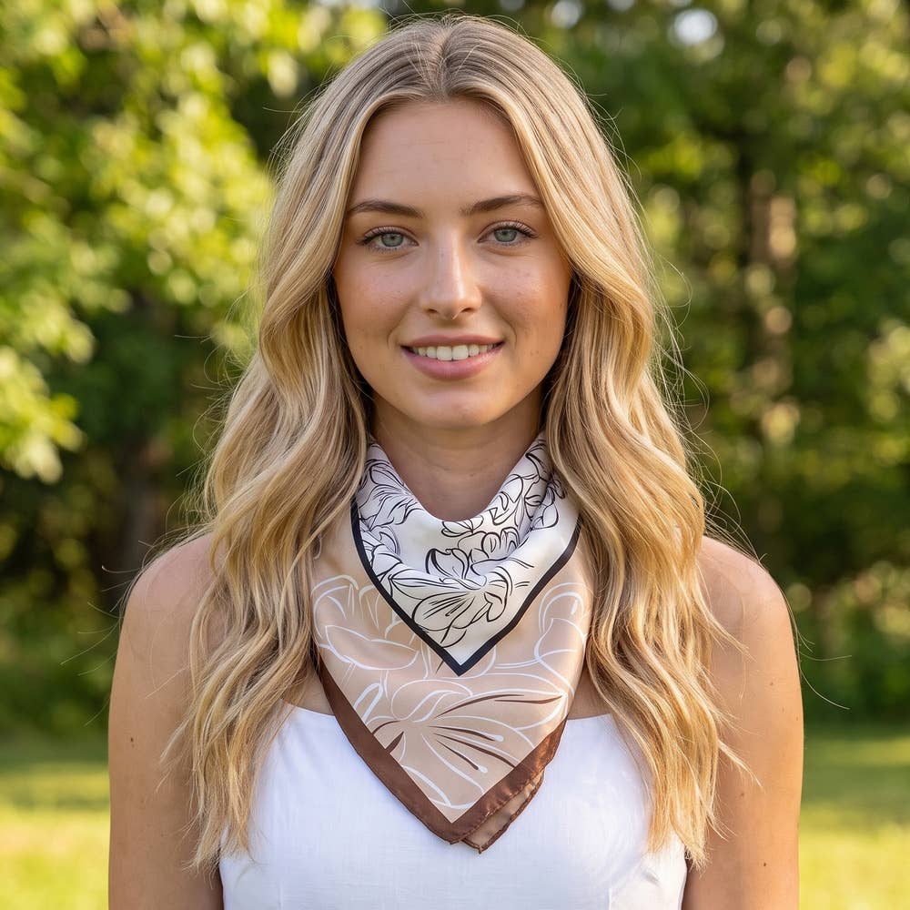 Lily Print Square Scarf