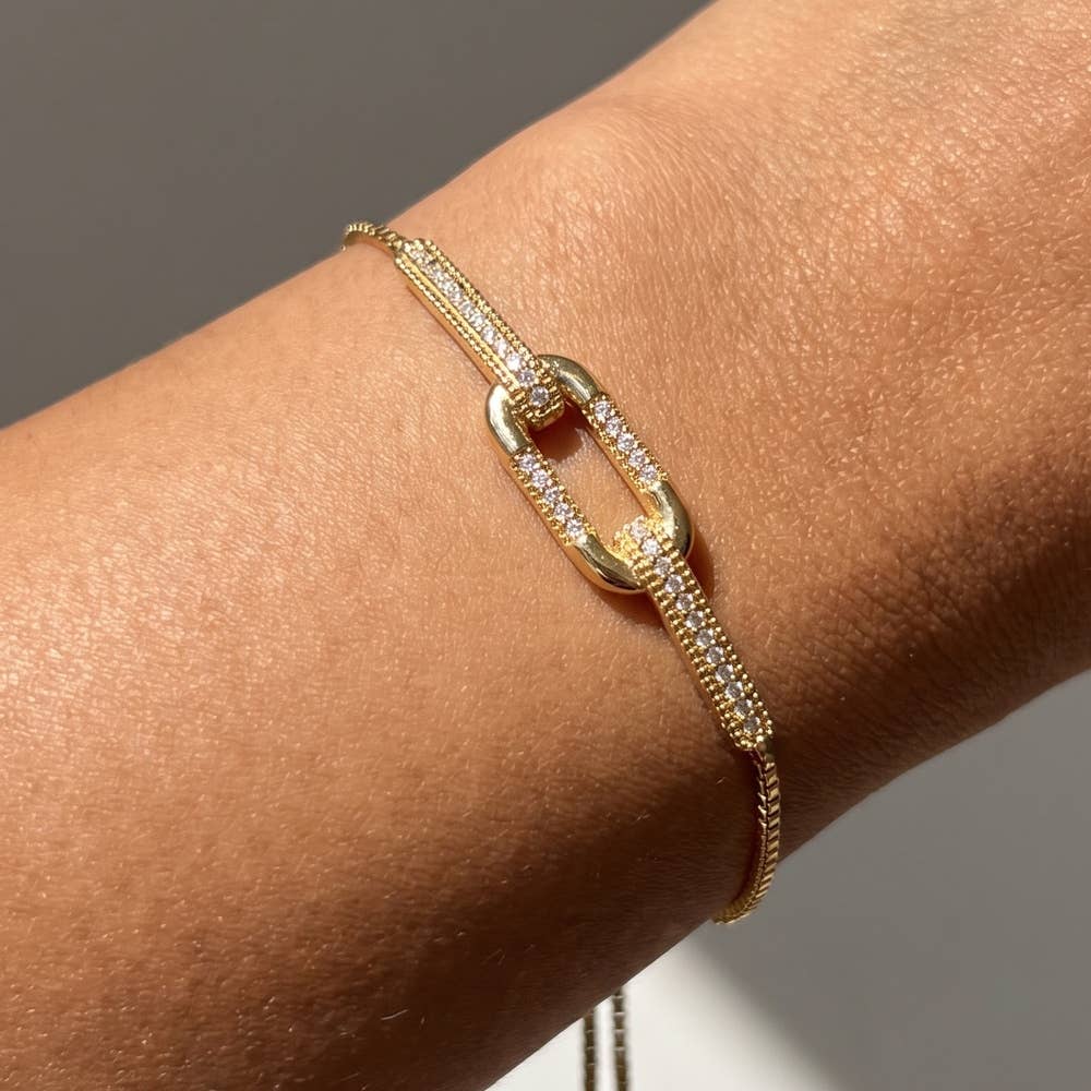Interlocked Pavé Bolo Bracelet