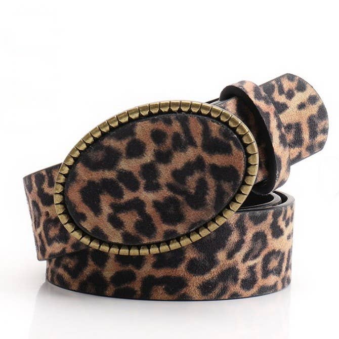 Leopard Western Buckle Belt