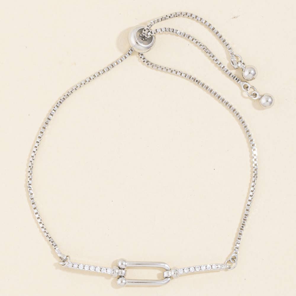 Pave Bar U-Link Bolo Bracelet