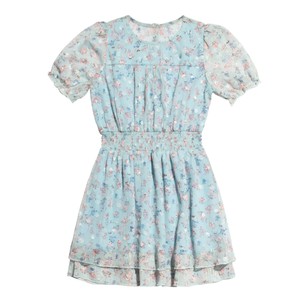 Girls Shimmer Floral Blouson Dress