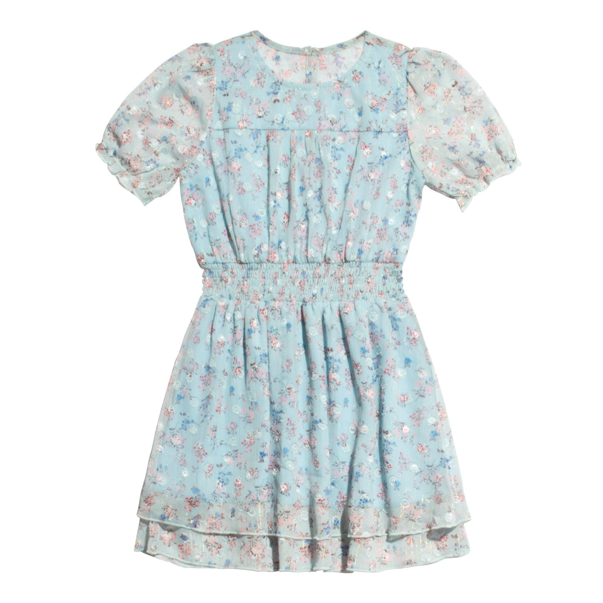Girls Shimmer Floral Blouson Dress