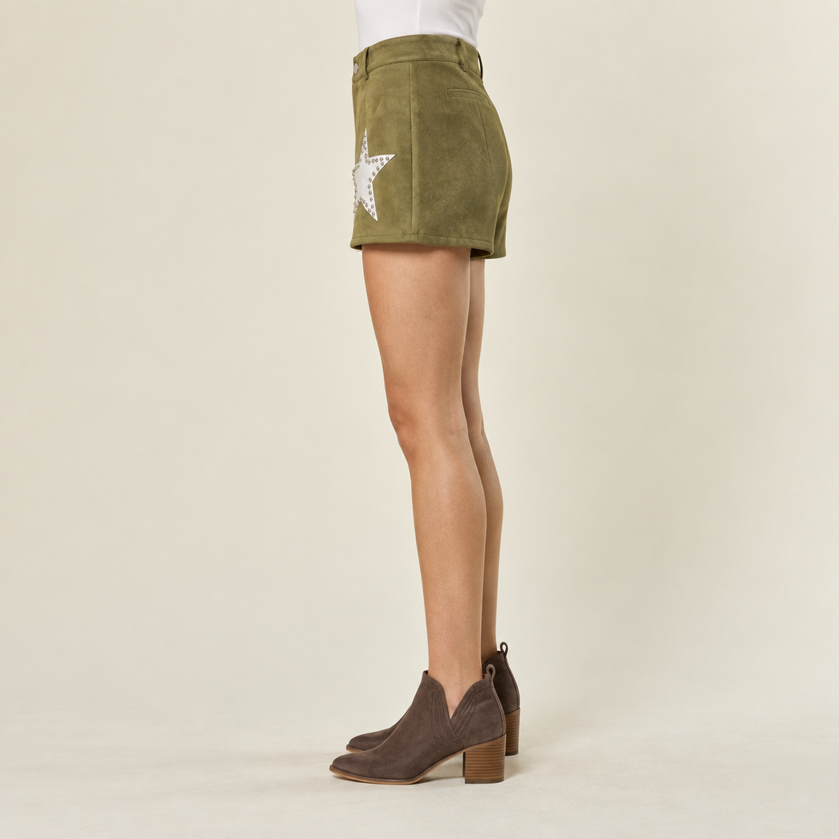 Studded Faux-Suede Star Shorts