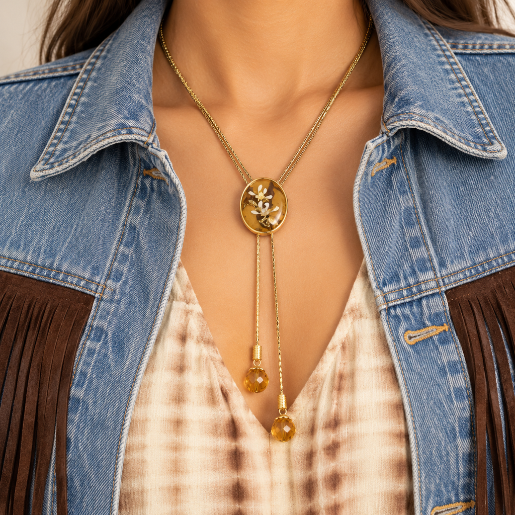 Amber Blossom Bolo Tie