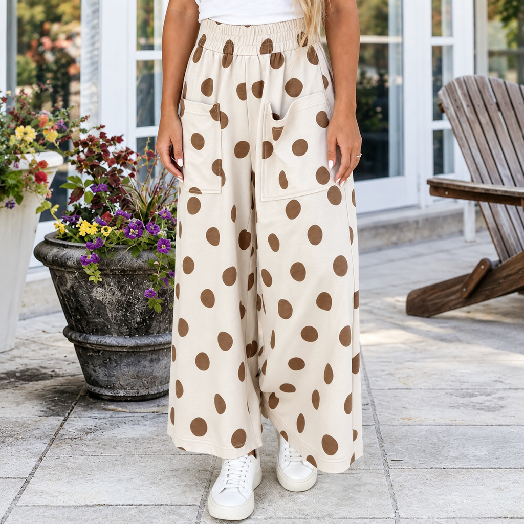 Polka Dot Wide-Leg Pants