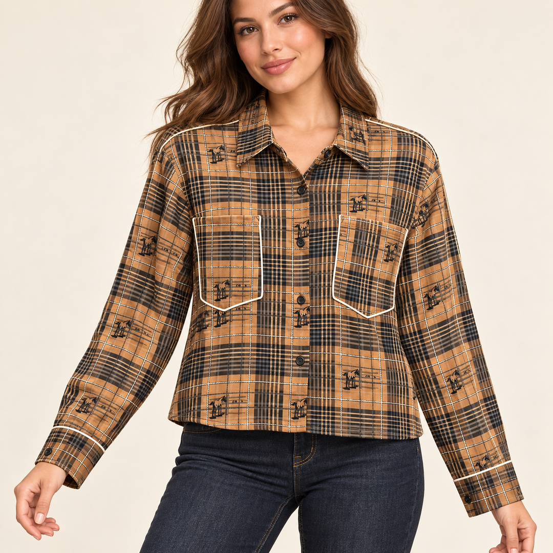 Plaid Roundtop Top