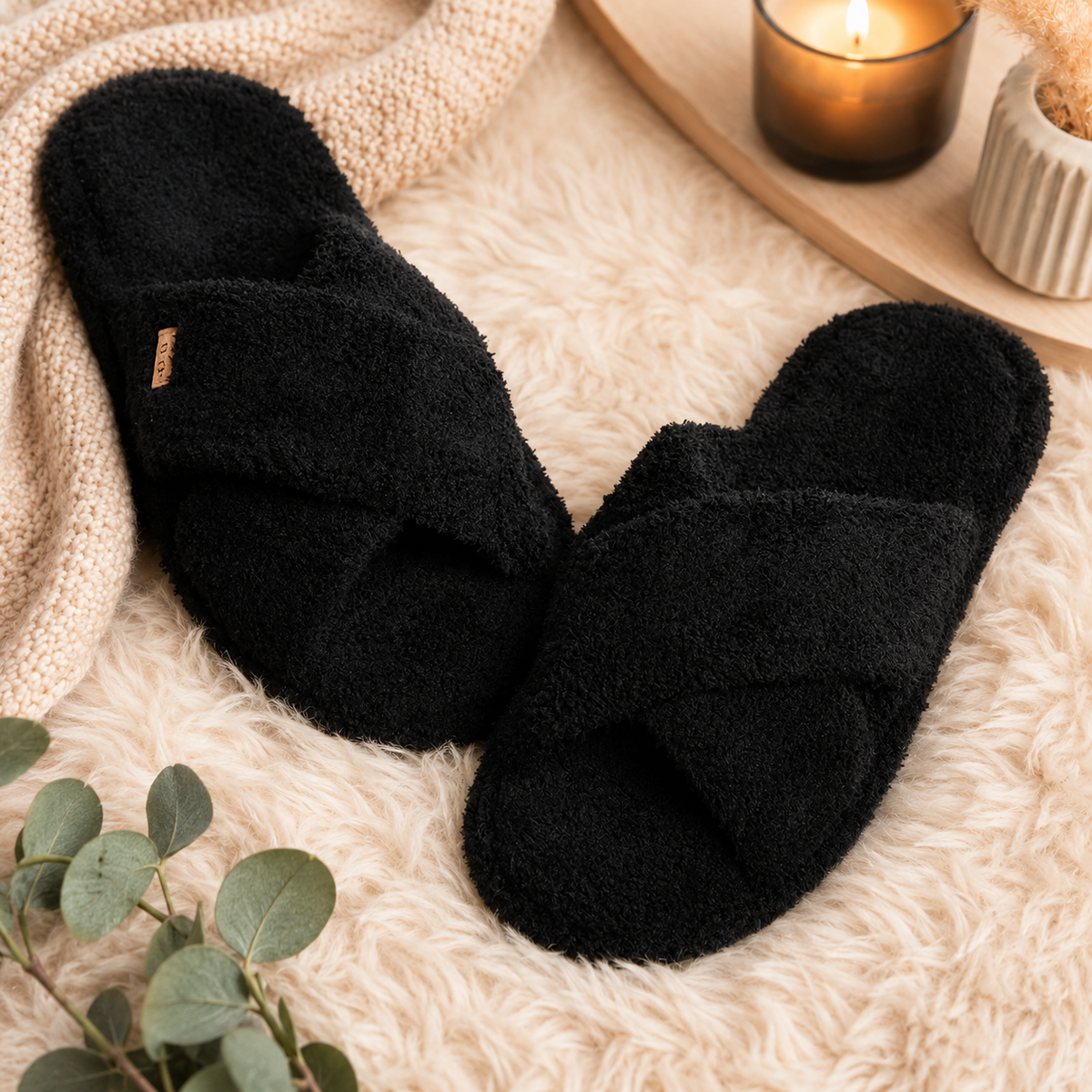 Solid Crisscross Slippers