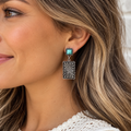 Retro Western Turquoise Stud Earrings