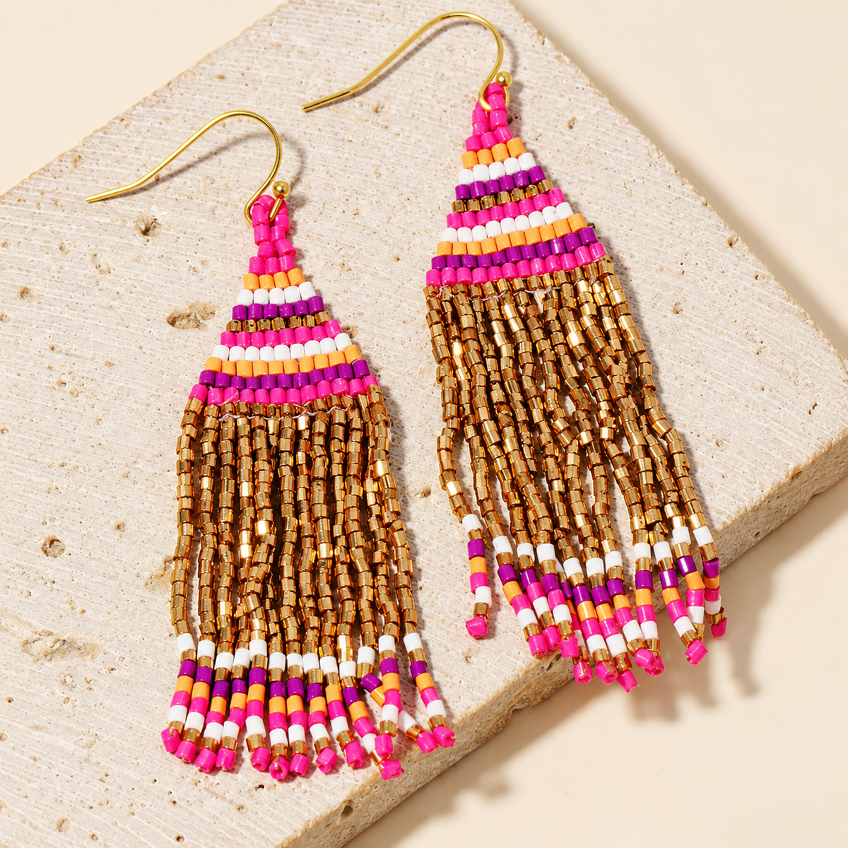 Western Beaded Fringe Earrings