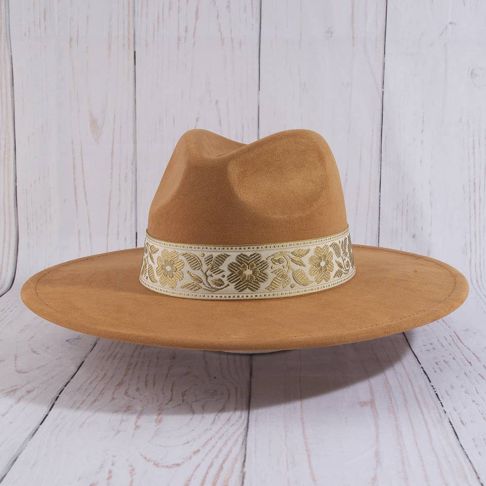 Floral Ribbon Wide Brim Hat
