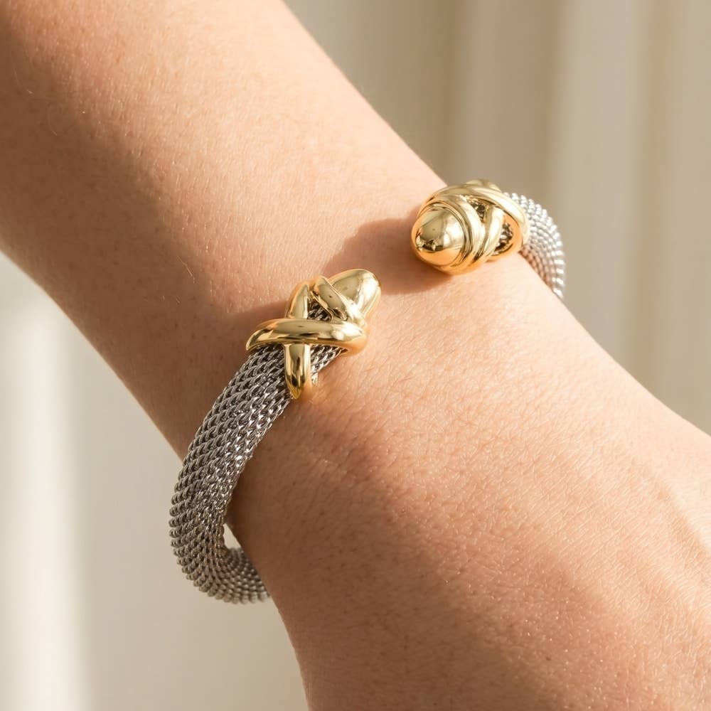Two-Tone Knot Cuff Bracelet