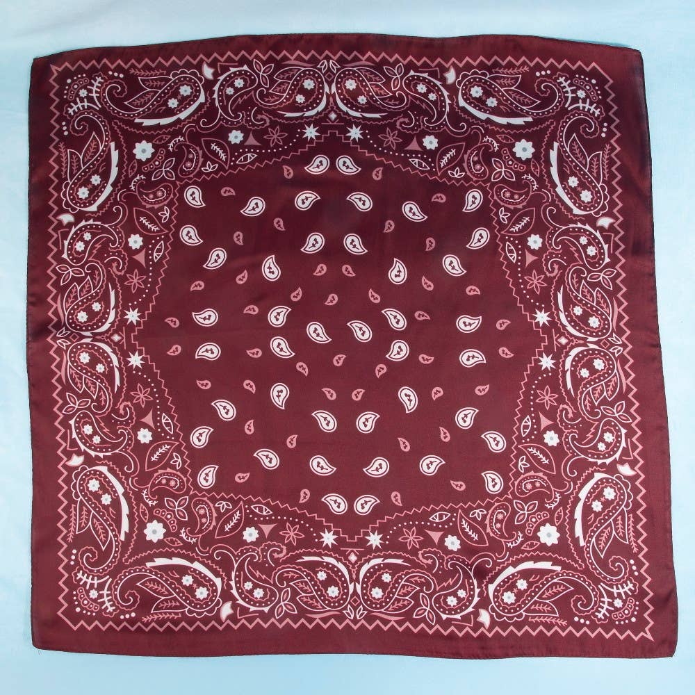 Red Paisley Satin Bandana Scarf