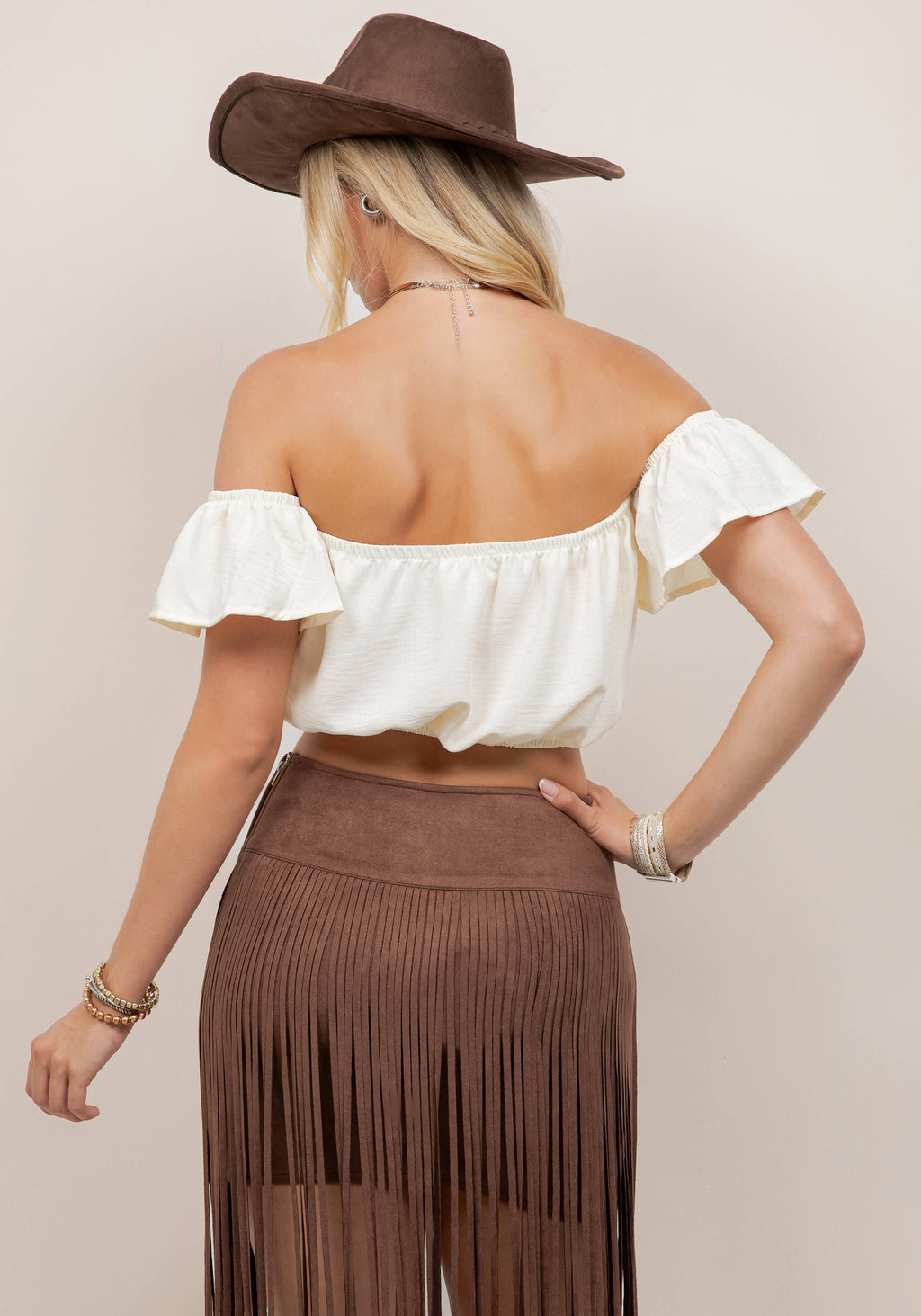 Ivory Off-Shoulder Ruffle Top
