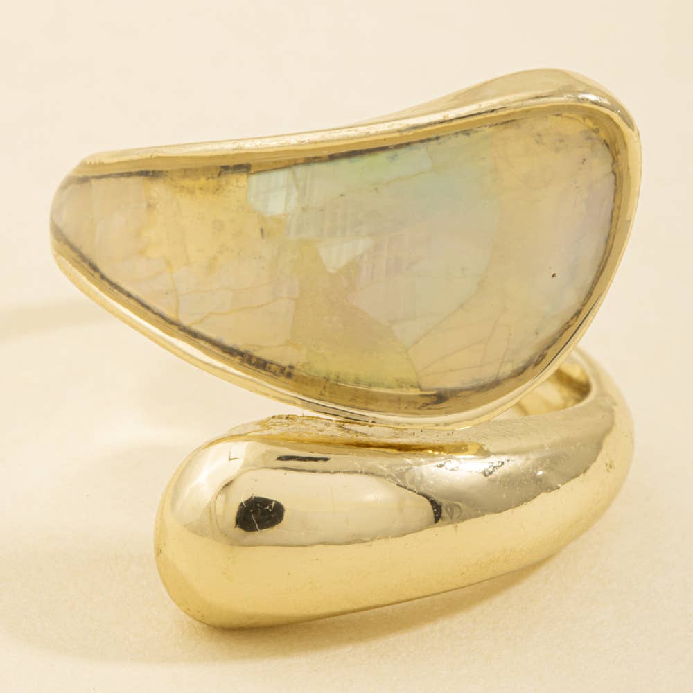 Mother Of Pearl Inlay Bypass Wrap Ring