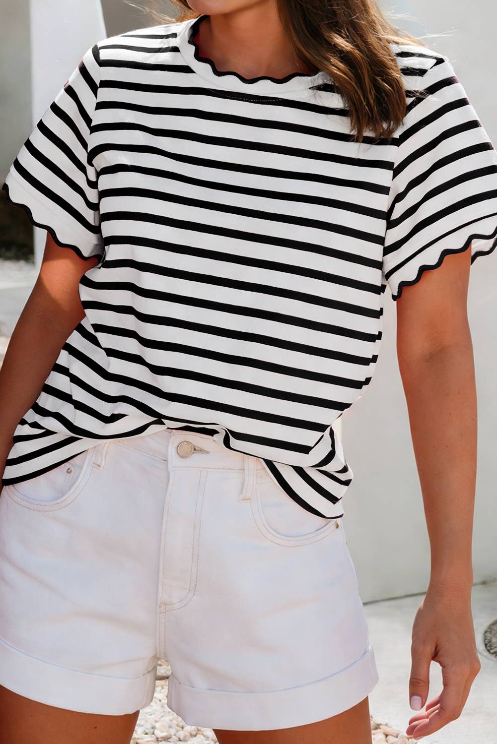 Scalloped Stripe Tee