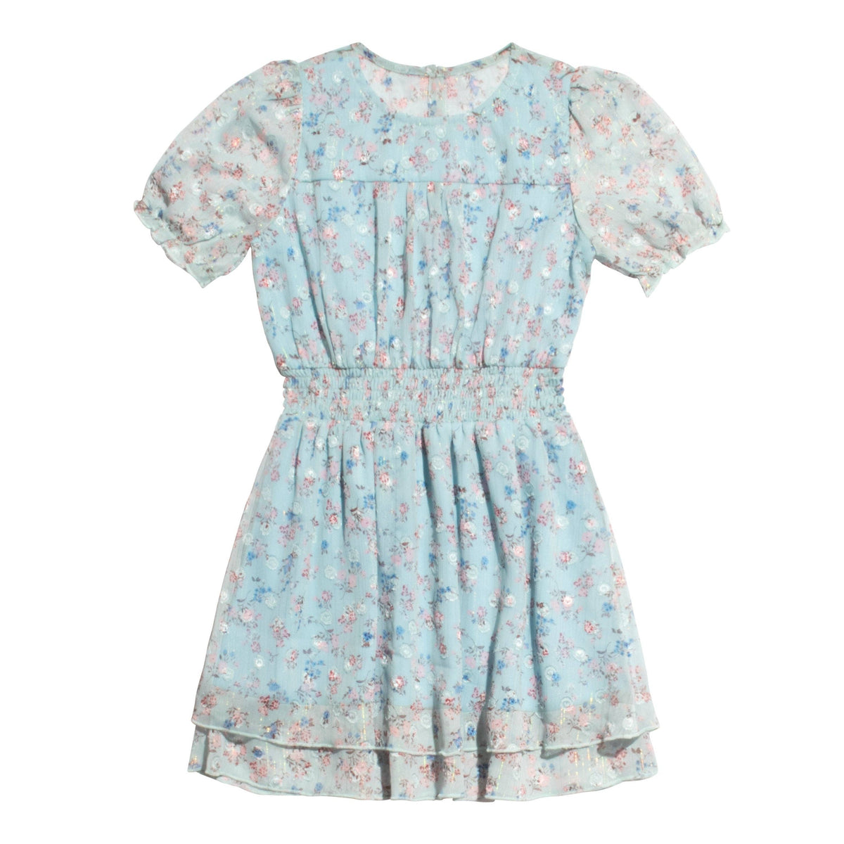 Girls Shimmer Floral Blouson Dress