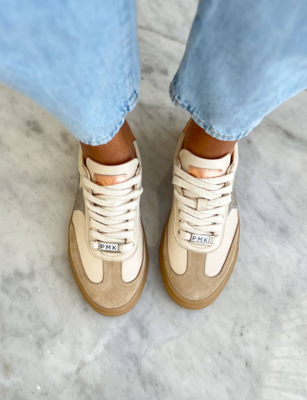 Novalis Beige Cow Leather Sneakers