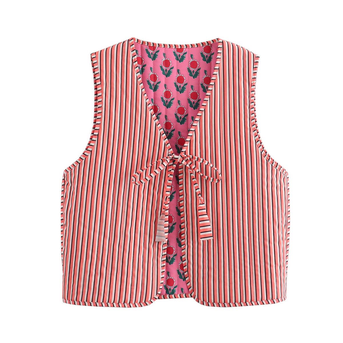 Reversible Fuchsia Floral Quilted Vest