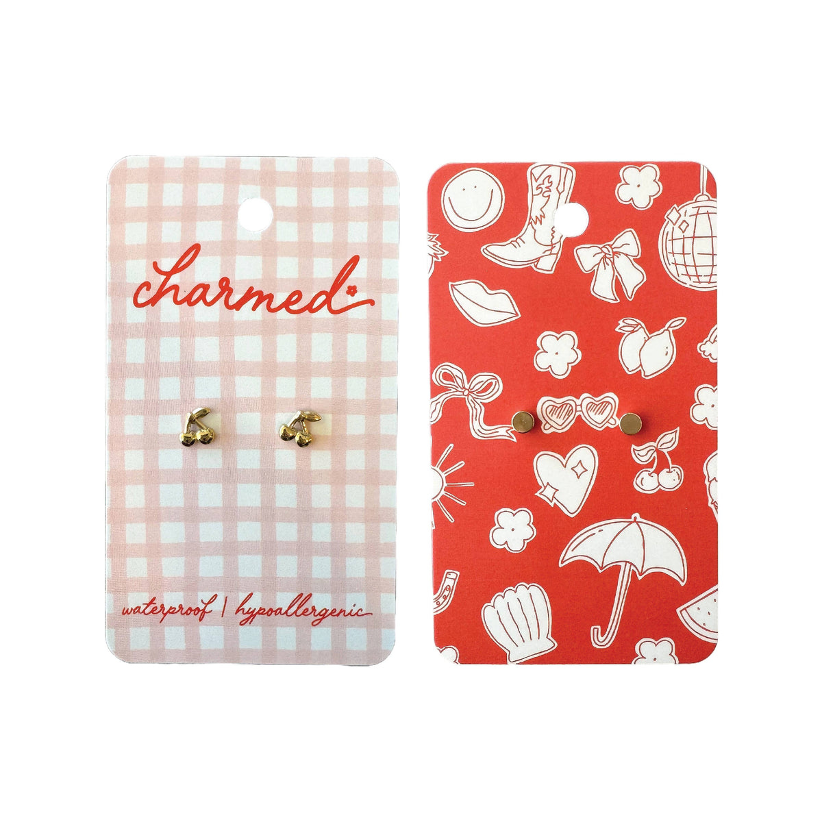 Gold Cherry Screw-Back Earrings
