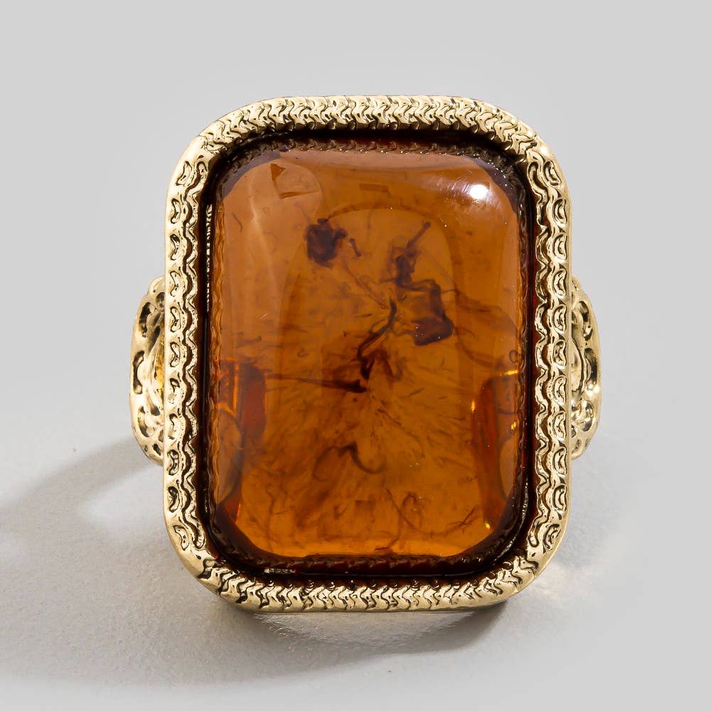 Rectangle Resin Vintage Style Open Band Ring